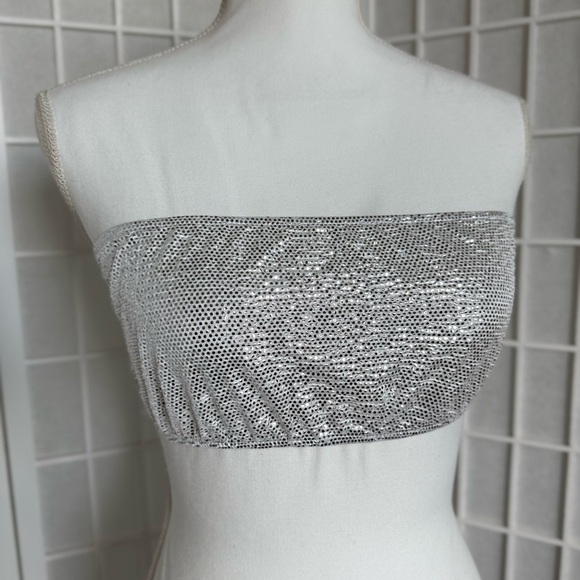 NWT Show Me Your MuMu Silver Micro Tube Top 🔥CLEAR THE CLOSET - Picture 2 of 7